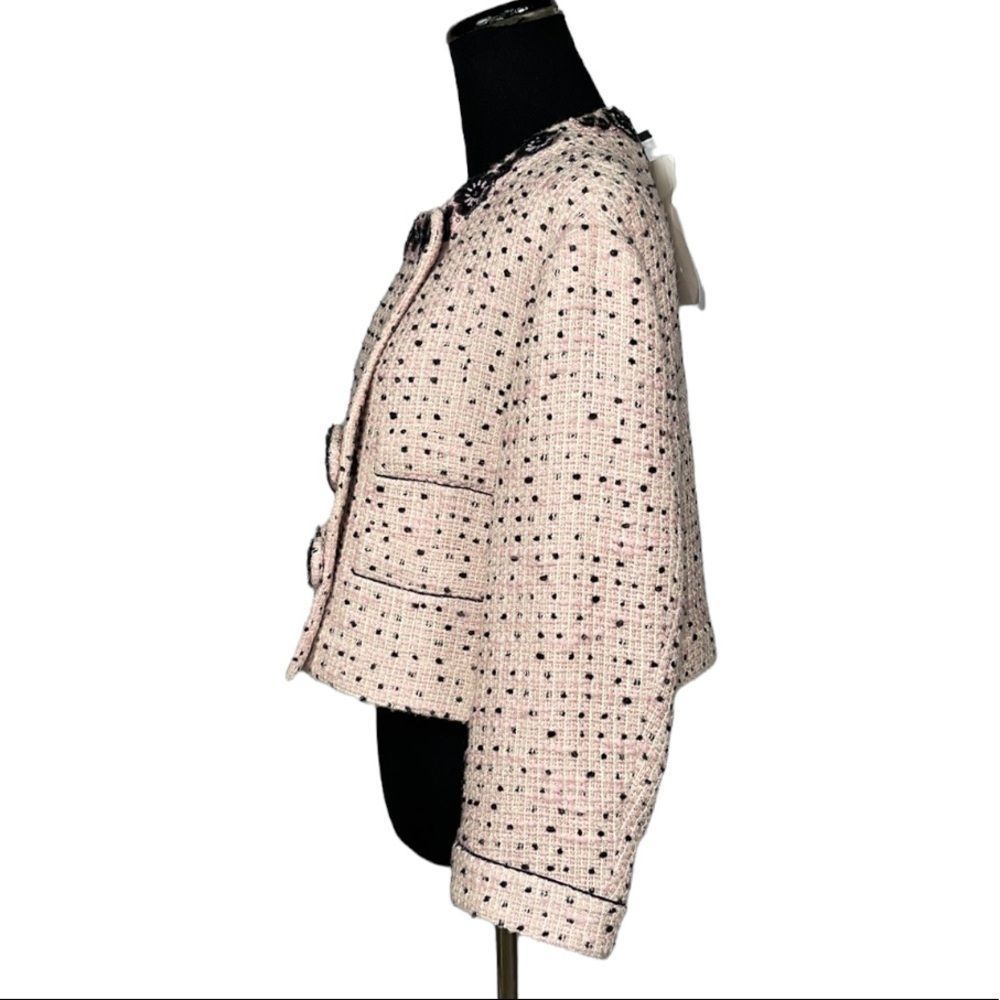 Moschino Light Pink Textured Tweed Cropped Jacket Suit Blazer with Bling… - Picture 6 of 15
